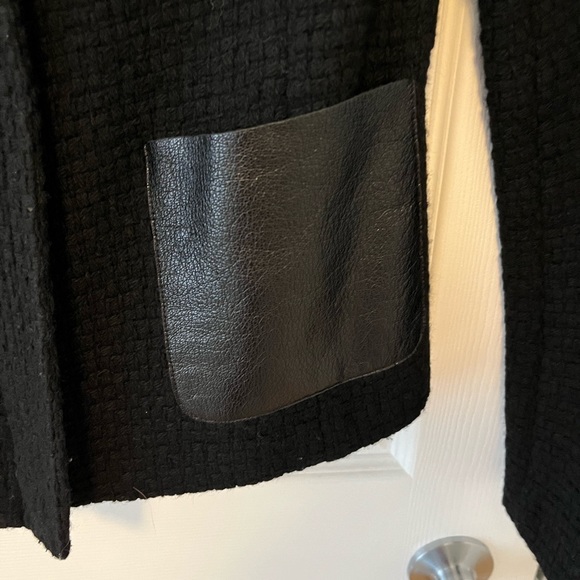 Vince textured wool jacket with faux leather detailing - Picture 7 of 8